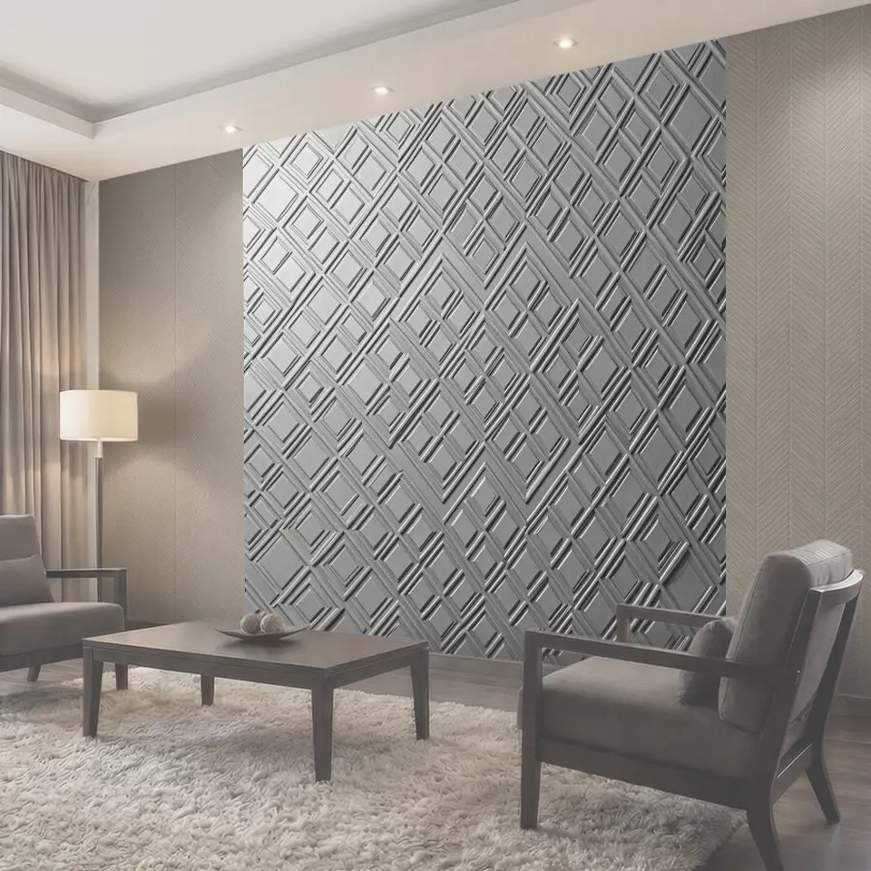 Фотообои 3D кубический орнамент в сером