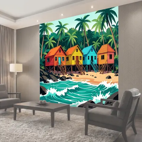 Фотообои Тропические домики у моря