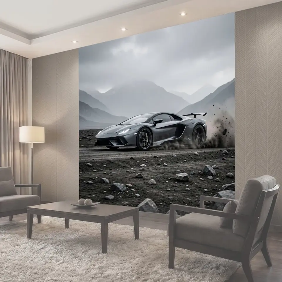 Фотообои Спортивный суперкар в горах