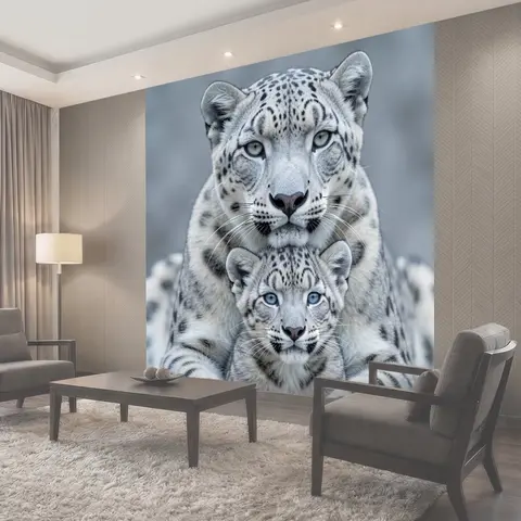 Фотообои Снежные леопарды крупным планом