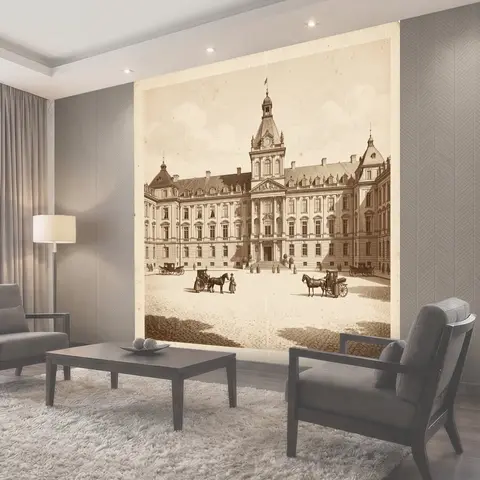 Фотообои Старинная резиденция с каретами