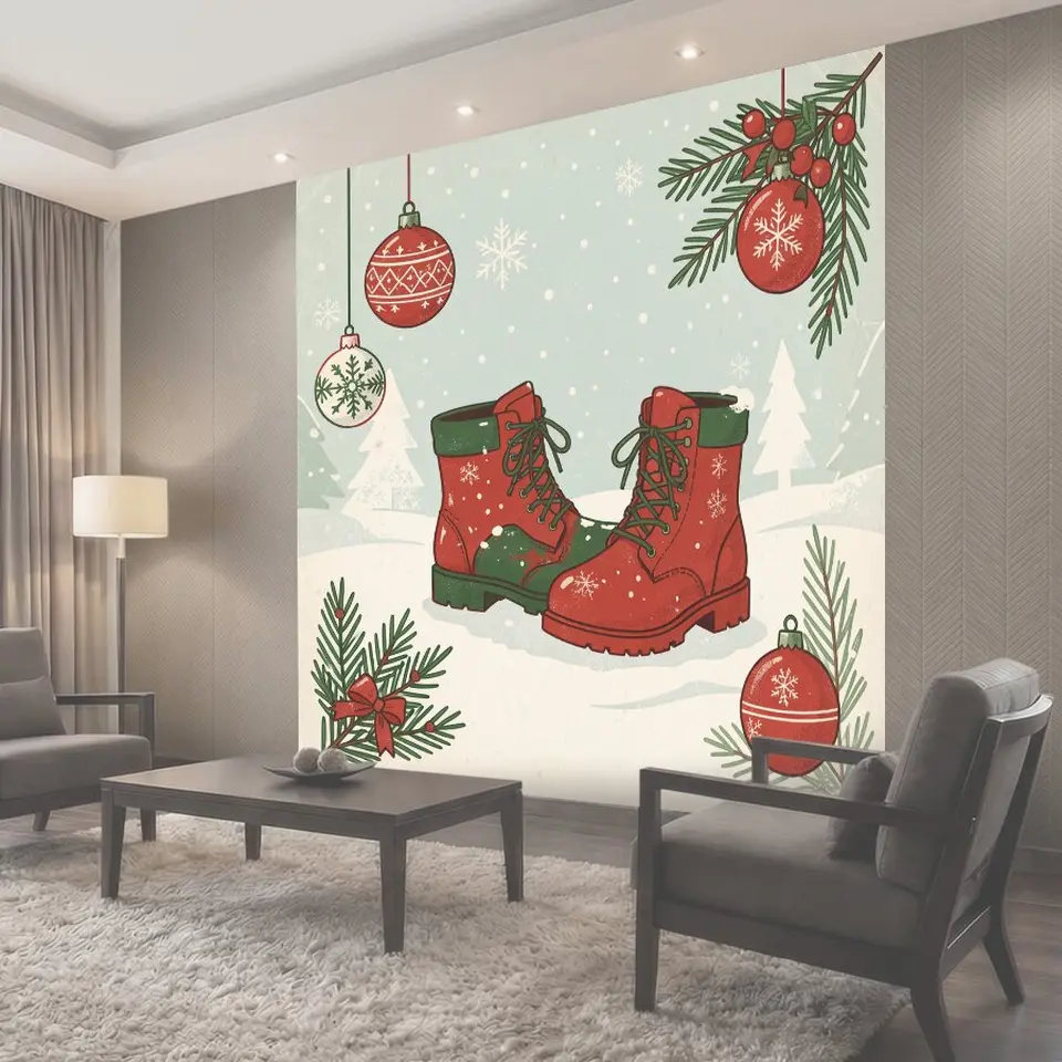 Фотообои Новогодние сапоги и украшения