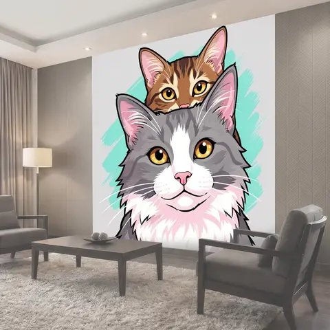 Фотообои Два милых кота крупным планом