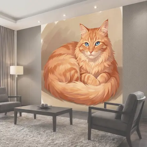 Фотообои Рыжий пушистый кот