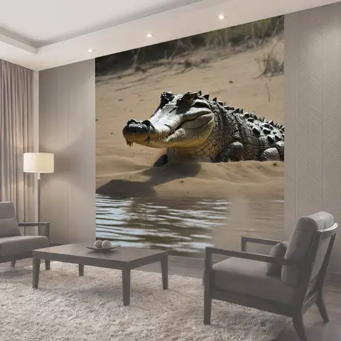 Фотообои Крокодил, засуха, водоем африка животное