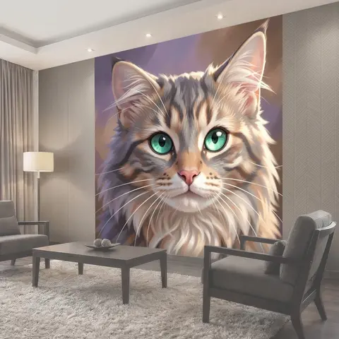 Фотообои Рыжий кот с зелёными глазами