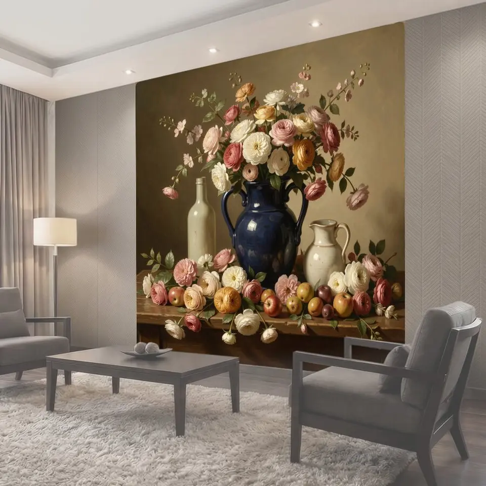 Фотообои Цветочный натюрморт с яблоками