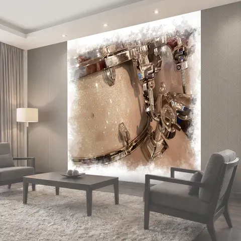 Фотообои Барабаны из набора с акварельной рамкой барабан