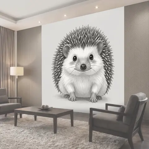 Фотообои Белый ёжик с игольчатой спиной