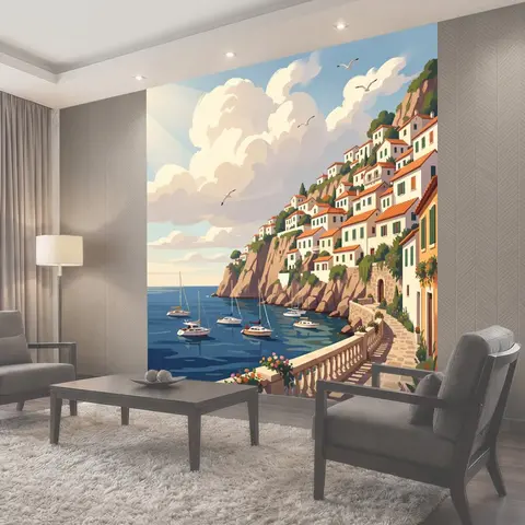 Фотообои Средиземноморский город у моря