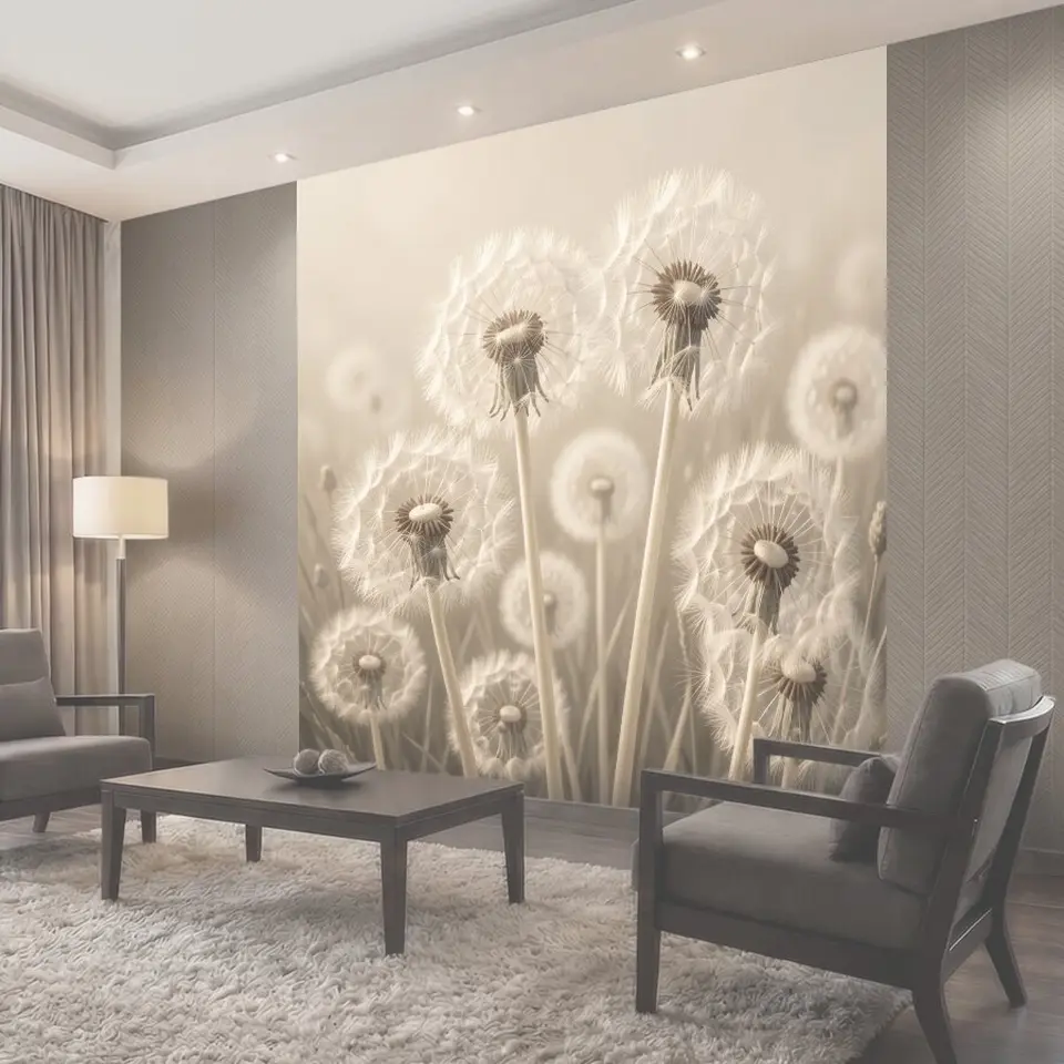 Фотообои Нежные одуванчики в поле