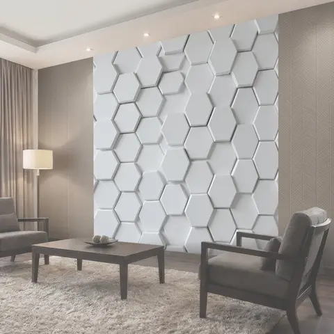 Фотообои Белые шестиугольные 3D соты