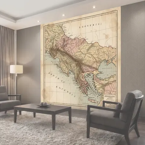 Фотообои Старинная географическая карта Балкан