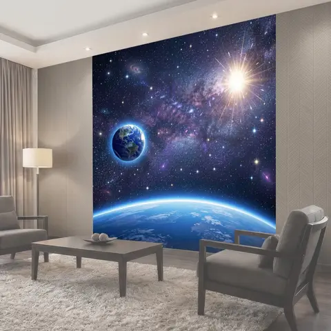 Фотообои Космос с Землей и Солнцем