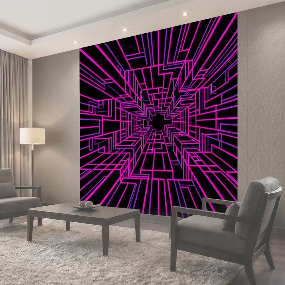 Фотообои Неоновый 3D туннель из линий