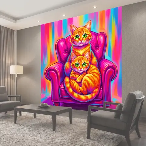 Фотообои Два рыжих кота в кресле