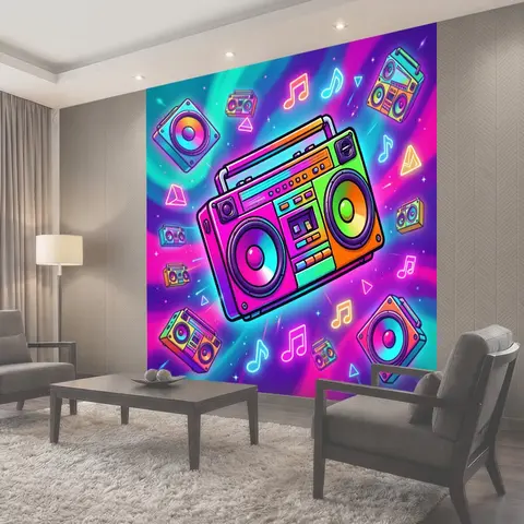 Фотообои Неоновый музыкальный бумбокс