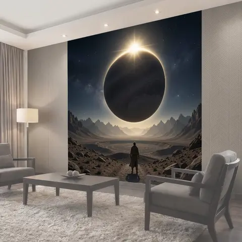 Фотообои Космическое затмение над пустыней