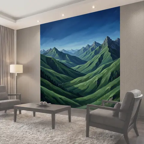 Фотообои Изумрудные долины среди гор