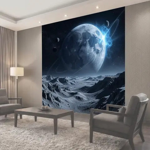Фотообои Фантастический космический пейзаж с планетой