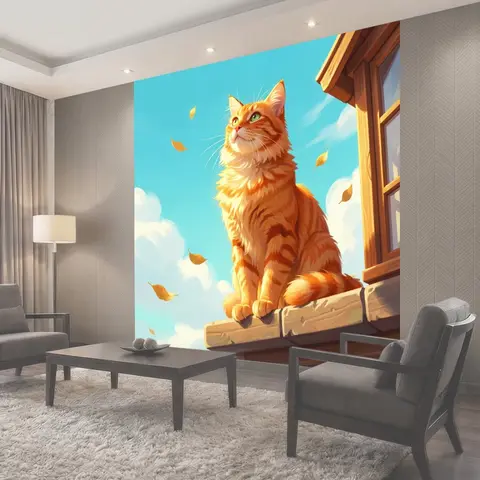Фотообои Рыжий кот на крыше
