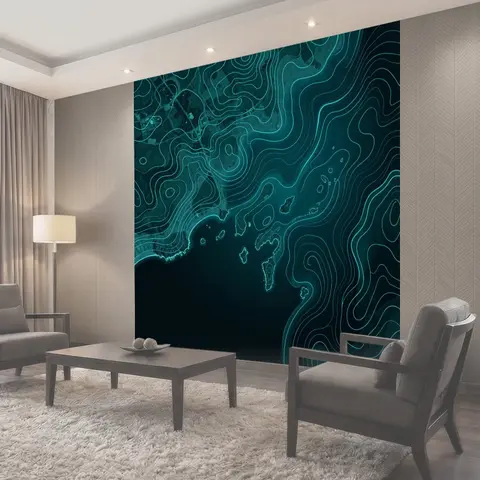 Фотообои Неоновая топографическая карта