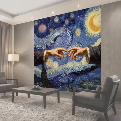 Фотообои Космические руки в ночном небе