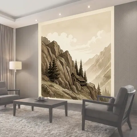 Фотообои Уютный дом в горах