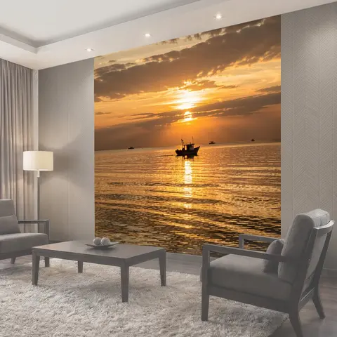 Фотообои Лодка на море на закате