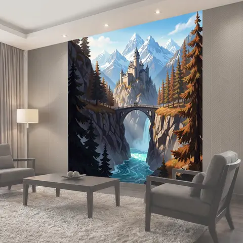 Фотообои Средневековый замок в горах