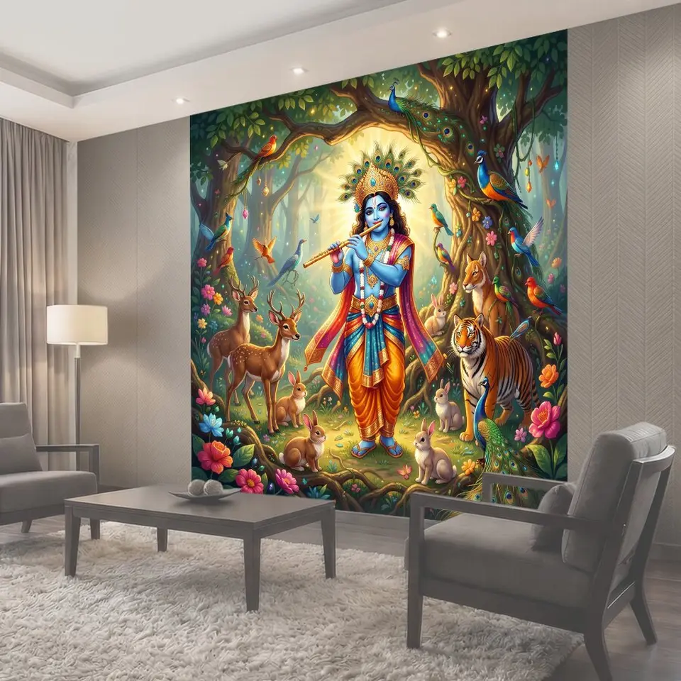 Фотообои Кришна в волшебном лесу