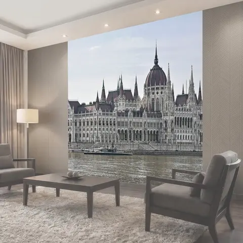 Фотообои Будапешт, палаты парламента, сторона реки