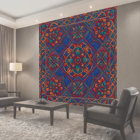 Фотообои Орнаментальный квадрат с цветами
