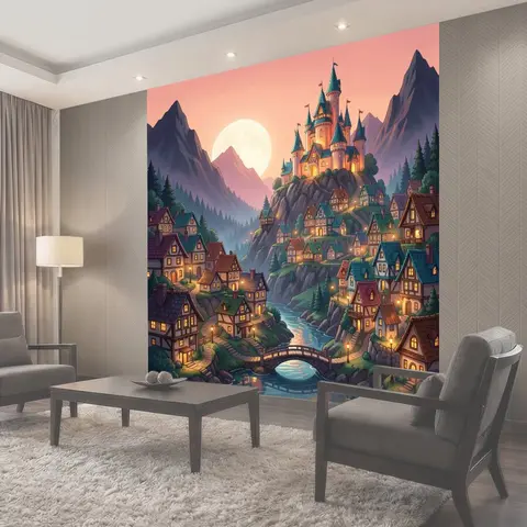 Фотообои Сказочный замок в горах
