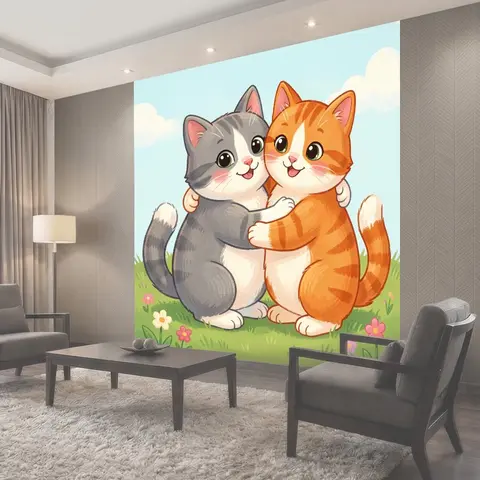 Фотообои Два милых котенка в обнимку
