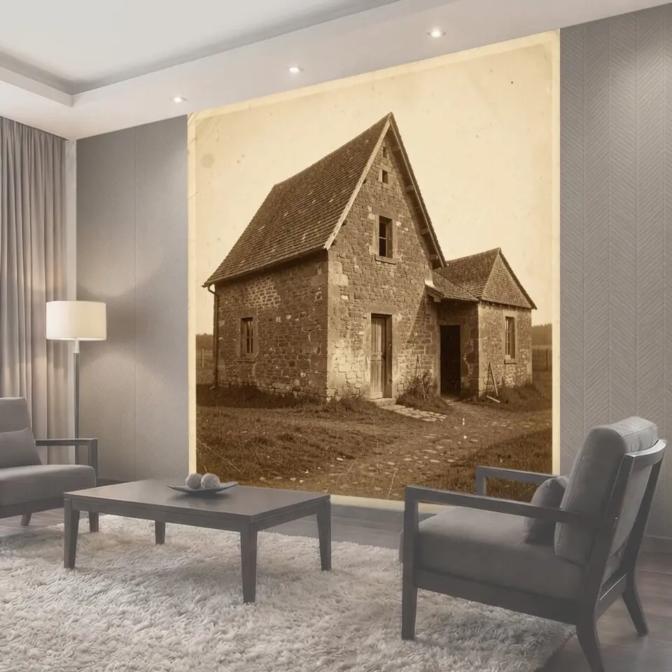 Фотообои Старинный каменный дом в поле