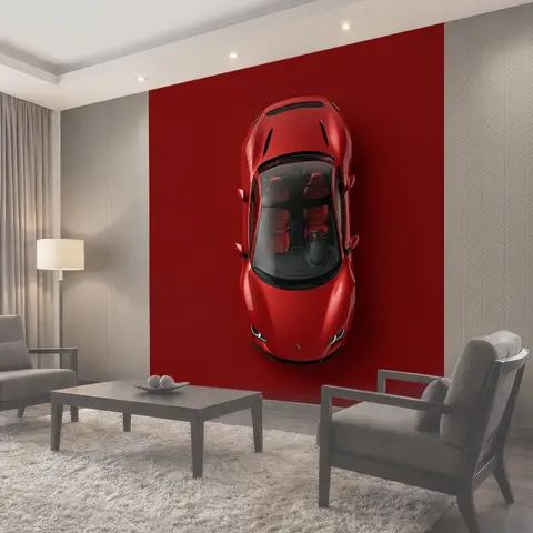 Фотообои Красный спортивный автомобиль сверху
