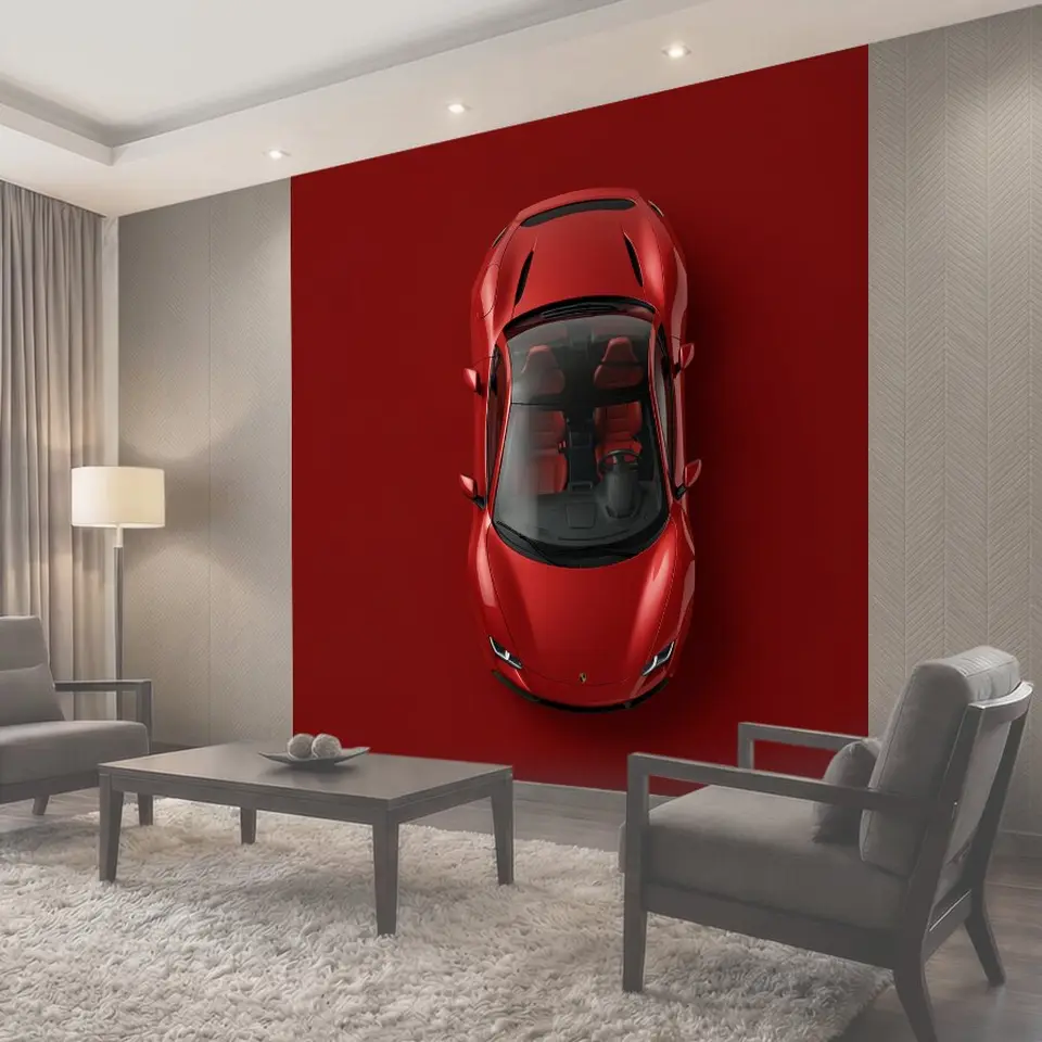 Фотообои Красный спортивный автомобиль сверху