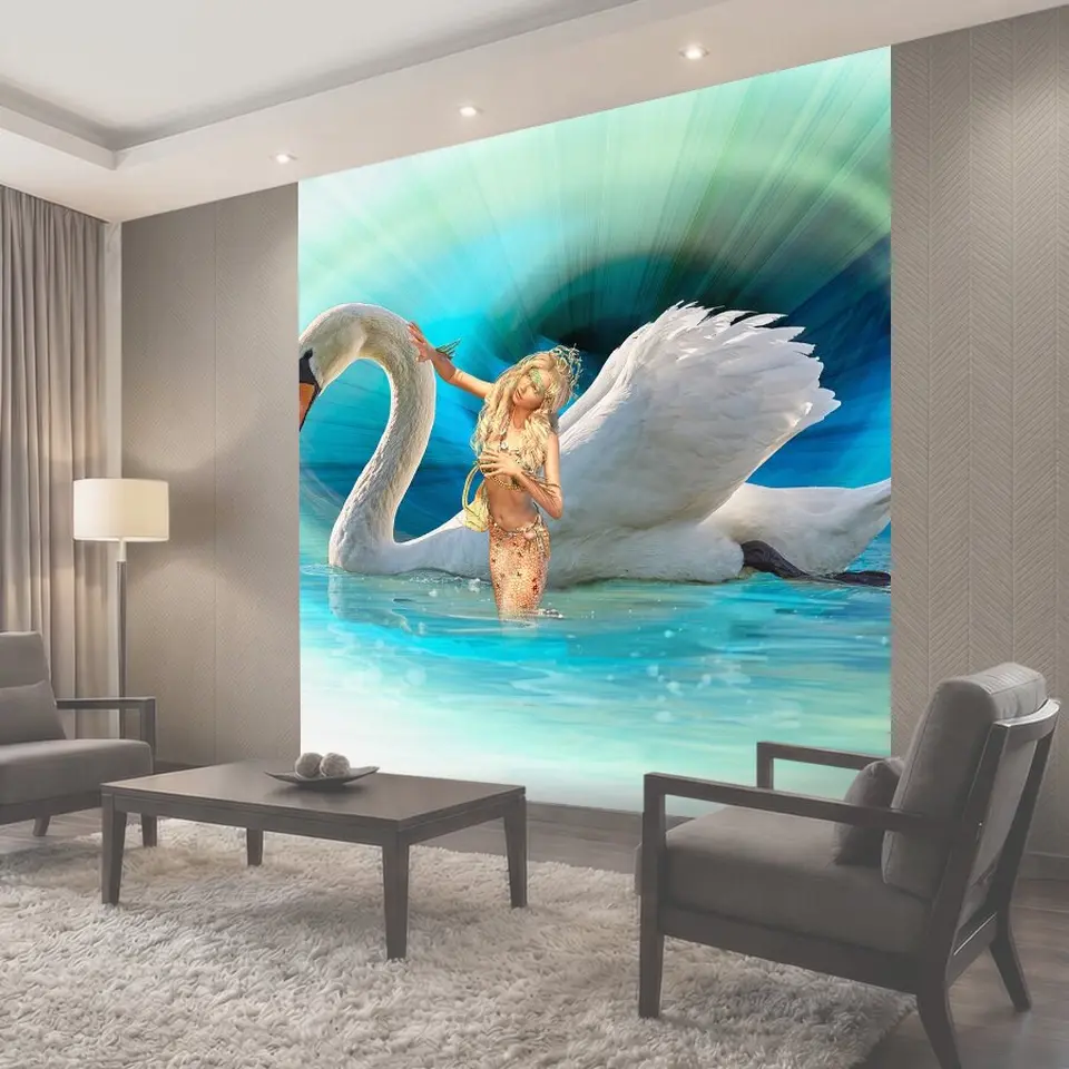 Фотообои Фантазия, лебедь, русалочка