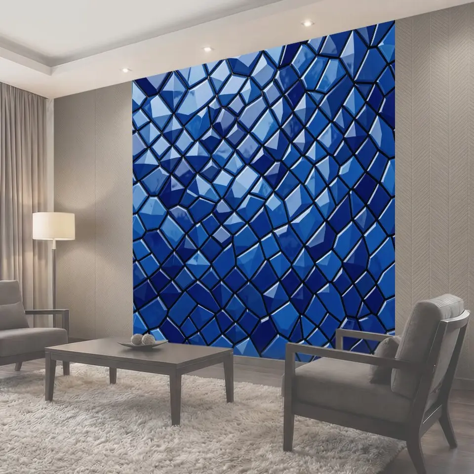 Фотообои Синий 3D-плиточный мозаичный паттерн