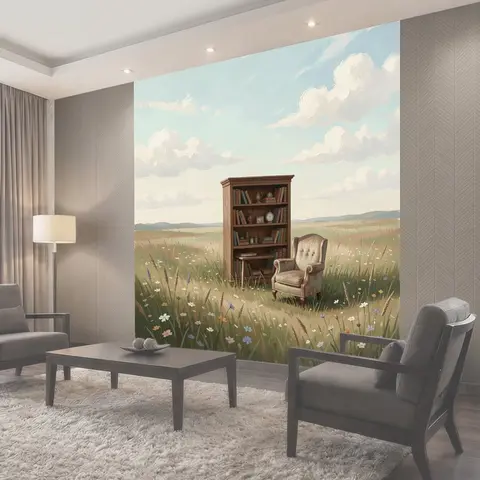 Фотообои Уютный уголок в цветущем лугу