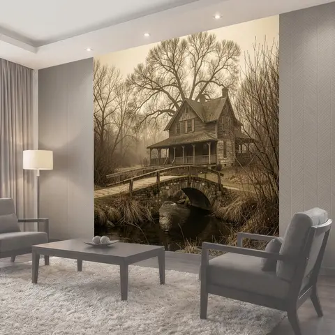 Фотообои Старинный дом у ручья