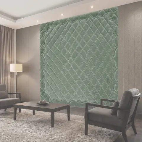 Фотообои Классическая ромбовидная стёжка в шалфейном цвете