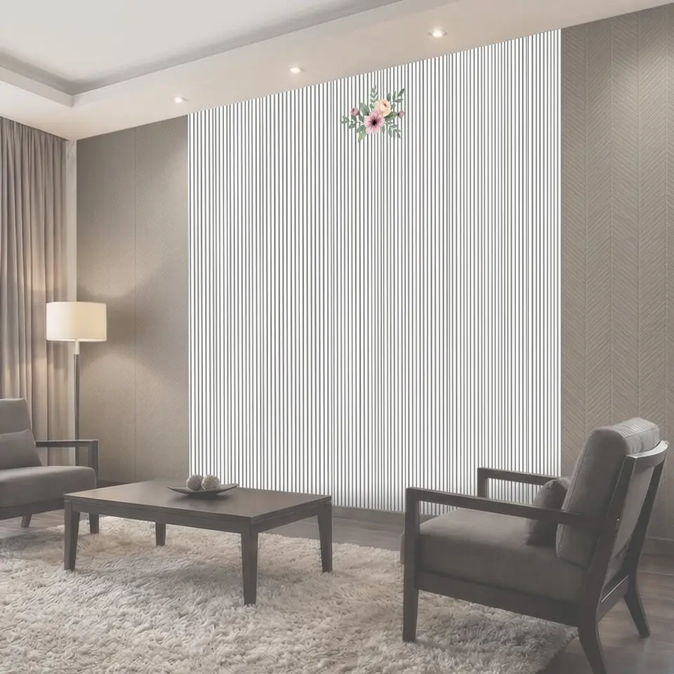 Фотообои Тонкие полосы и розовые цветы
