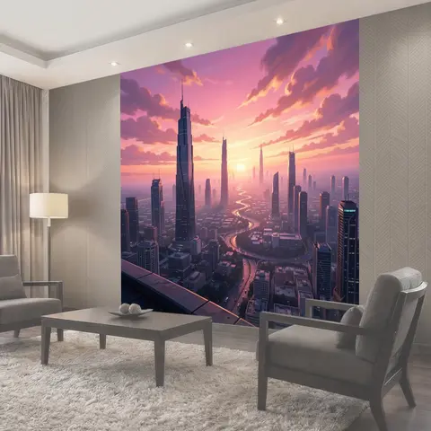 Фотообои Современный город на закате