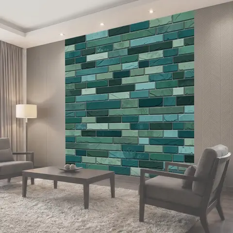 Фотообои Бирюзовая кирпичная кладка с мрамором