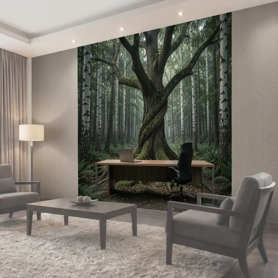 Фотообои Рабочее место в лесу