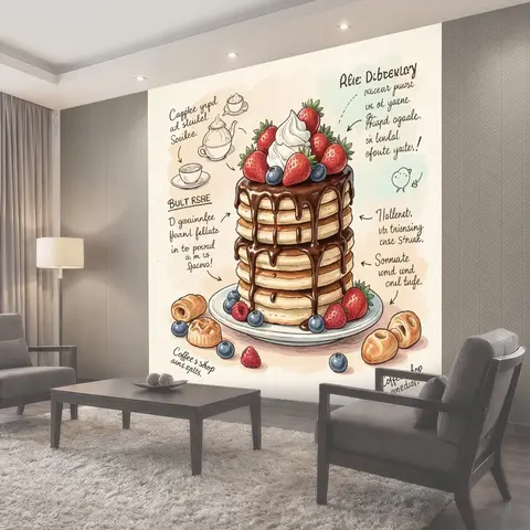 Фотообои Блинный торт с клубникой