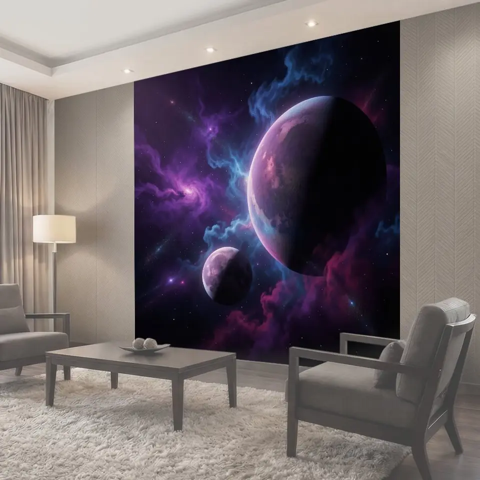 Фотообои Космический пейзаж с двумя планетами