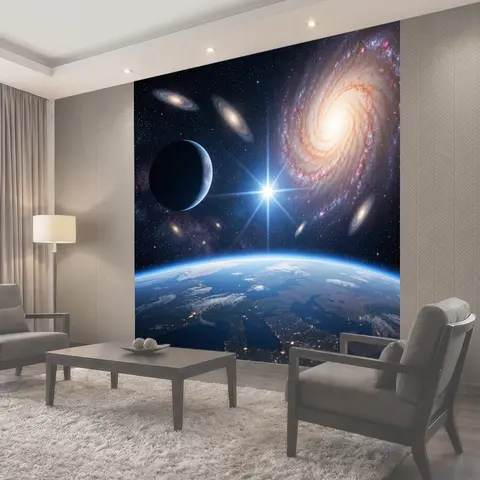 Фотообои Космос с галактиками и Землей